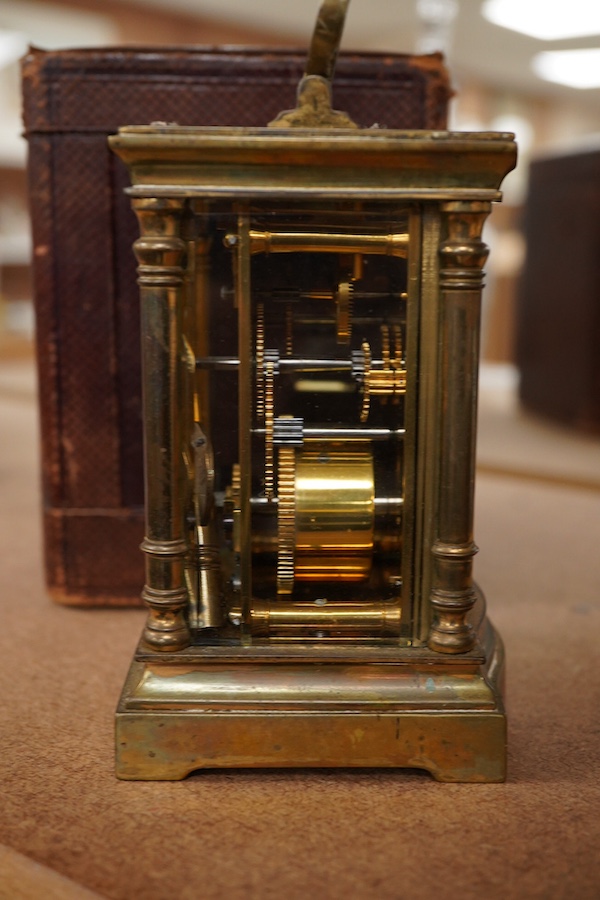 A cased carriage timepiece - 11.5cm high
